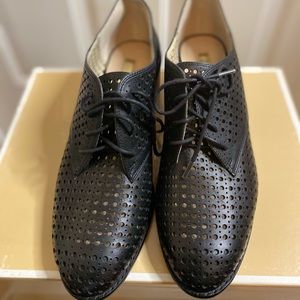 Black leather loafers